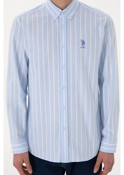 Erkek Mavi Gömlek Desenli 50306347-VR036