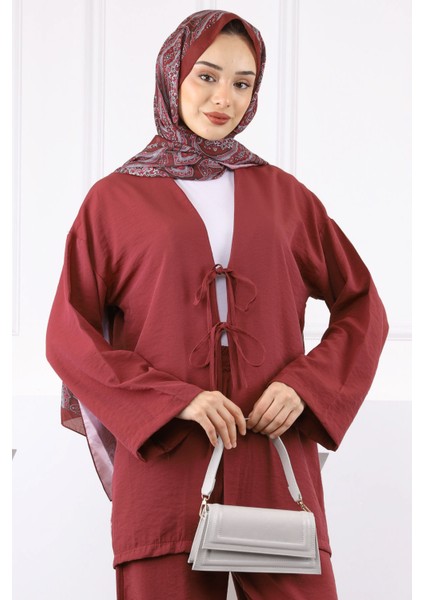 Bordo Kimono Pantolonlu Modal Takım fırsatları