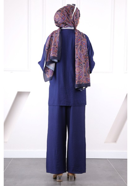 Lacivert Kimono Modal Pantolonlu Takım modelleri