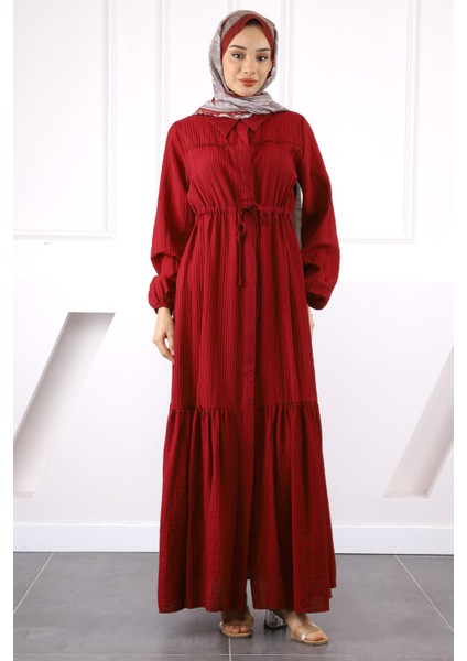 Bordo Bel Bağlamalı Dantelli Elbise fiyatları