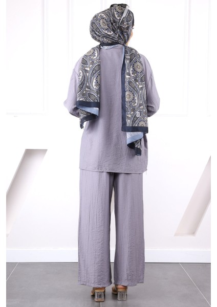Gri Kimono Modal Pantolonlu Takım modelleri