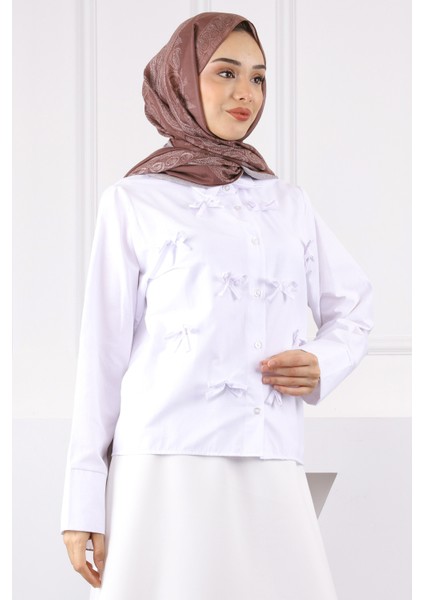 Ekru Fiyonklu Ön Düğmeli Gömlek modelleri