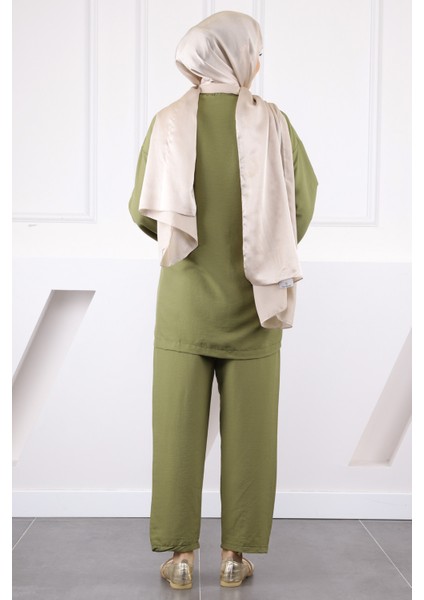 Haki Kimono Pantolonlu Modal Takım modelleri