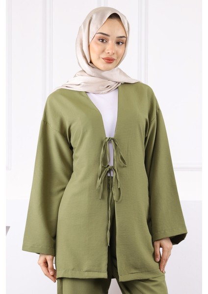 Haki Kimono Pantolonlu Modal Takım fırsatları