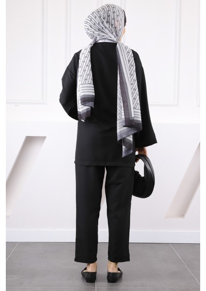 Siyah Kimono Pantolonlu Modal Takım modelleri