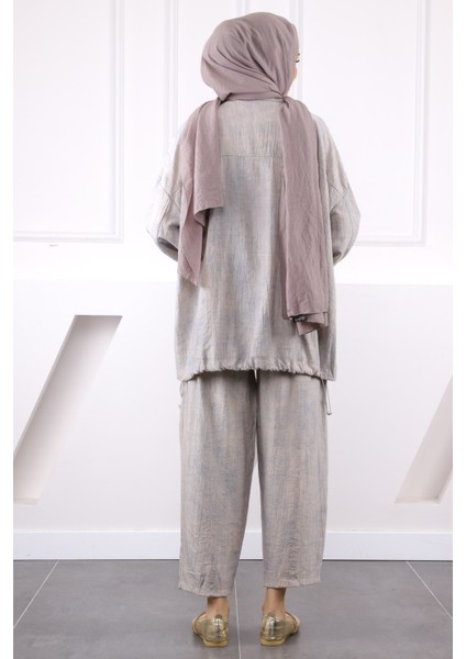 Gri Tunik Pantolonlu Takım modelleri