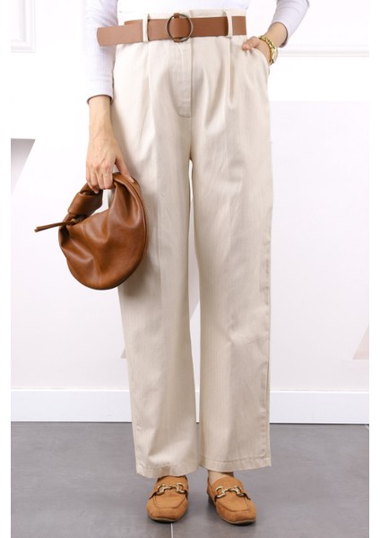 Bej Bel Kemerli Keten Pantolon fiyatları