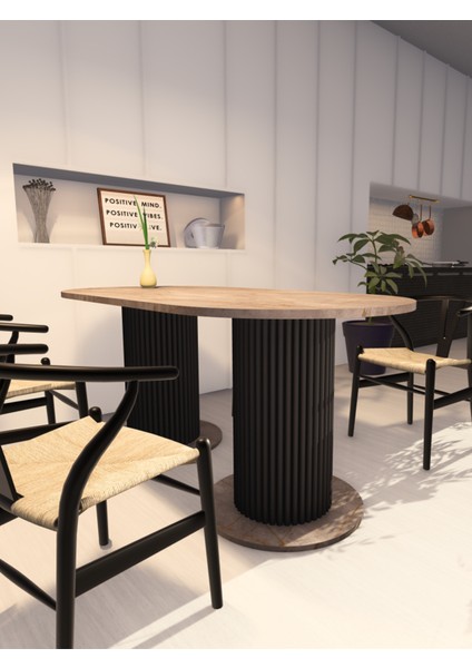 Özel Tasarım Oval Dekoratif Ahşap Ayaklı 6 Kişilik Yemek Masası Mutfak Masası modelleri