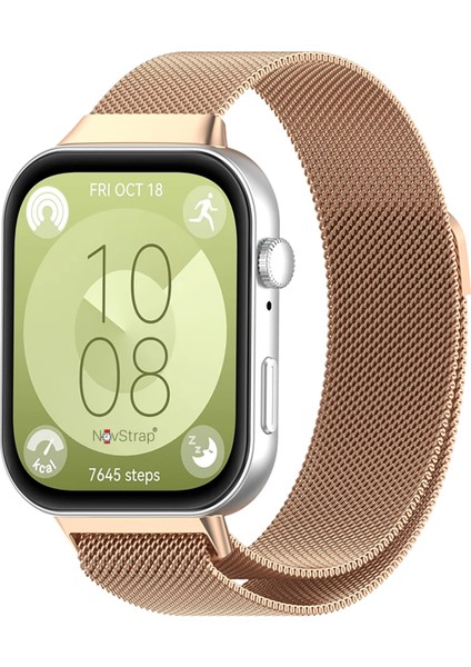 Huawei Watch Fit 4 Pro/Fit 4/Fit 3 ile Uyumlu Kordon Kayış Metal Hasır Örgü Çelik Kordon