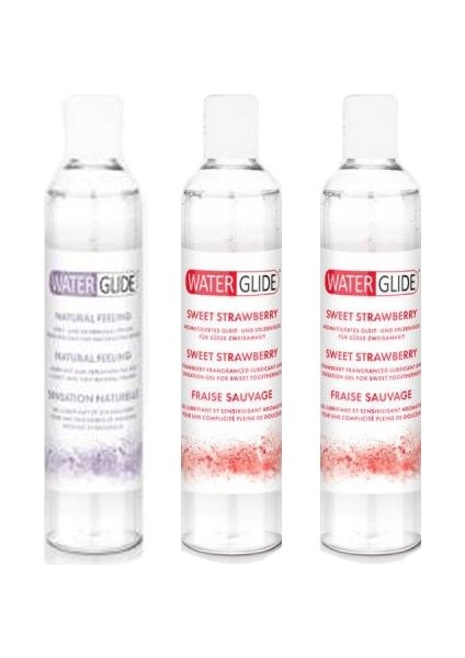 Natural Feeling Lubricant 400 ml Doğal His 1 Adet - Waterglide Sweet Strawberry Lubricant 400 ml Çilek Aromalı 2 Adet