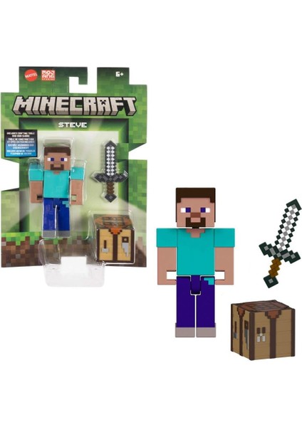 Minecraft Steve Figür Oyuncak Seti – 8 cm Kılıç ve Üretim Masası Aksesuarl