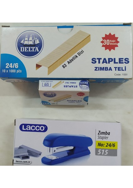 Lacco 24/6 Zımba Makinesi+Kutuda 10LU 24/6 Delta Zımbateli