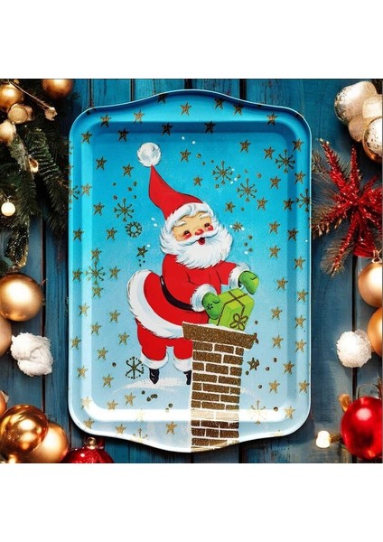 Yeni Yıl Büyük Metal Tepsi Genişlik 32,5cm Uzunluk 21,5cm 1 Adet