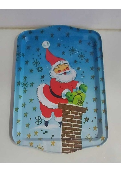 Yeni Yıl Büyük Metal Tepsi Genişlik 32,5cm Uzunluk 21,5cm 1 Adet fiyatları