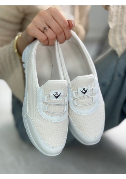 Günlük Kadın Spor Ayakkabı Lastik Bağcık Fileli Hava Alabilen Rahat Kaymaz Taban Sneaker 3005