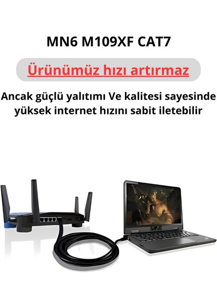 M109XF Cat7 Kablo /5 METRE-26AWG-S/FTP/10GBPS-600 MHZ-10000MBPS%27E Kadar./CAT7 Ethernet Kablosu