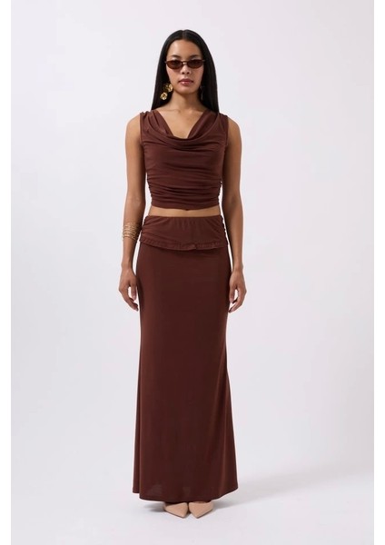 Katlama Bel Detay Maxi Etek fiyatları