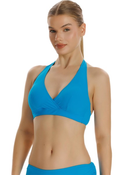 Turkuaz Kruvaze Bikini Üstü