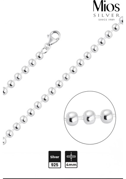 4mm Boncuk 925 Ayar Gümüş Kolye modelleri