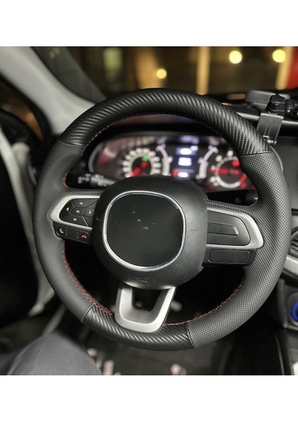 Fiat Egea Uyumlu Araca Özel Direksiyon Kılıfı (Nokta Karbon Kırmızı Dikiş) fiyatları