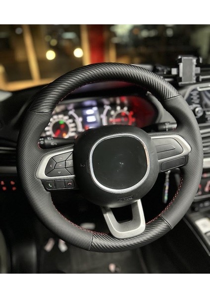 Fiat Egea Uyumlu Araca Özel Direksiyon Kılıfı (Nokta Karbon Kırmızı Dikiş) modelleri