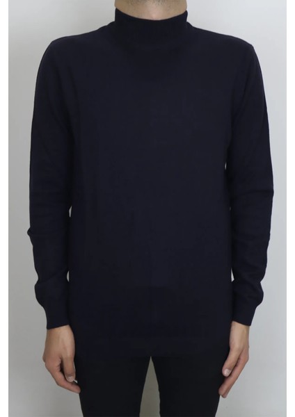 Fistan Store Erkek Düz Spor Kesim Normal Kalıp Yarım Balıkçı Yaka Kışlık Kazak