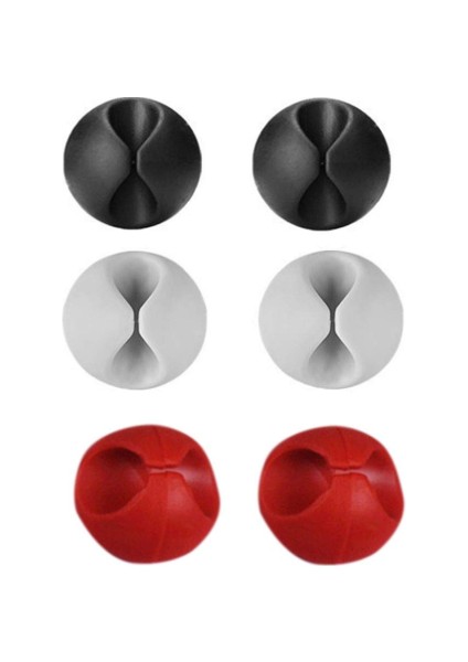 Yapışkanlı Kablo Sabitleyici Düzenleyici 6'lı Paket (2 Beyaz-2 Kırmızı-2 Siyah)