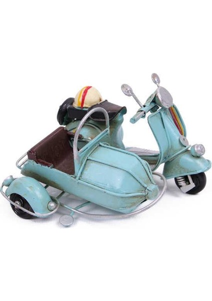 Dekoratif Metal Scooter Sepetli Vintage Biblo Ev Ofis Hediyelik