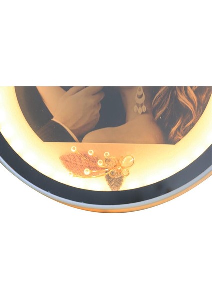 Ayna LED Li Çerçeve LED Işıklı Yuvarlak Fotoğraf Çerçevesi