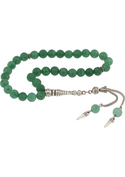 ​doğaltaş Metal Püsküllü Yeşil Yeşim Taşı Tesbih