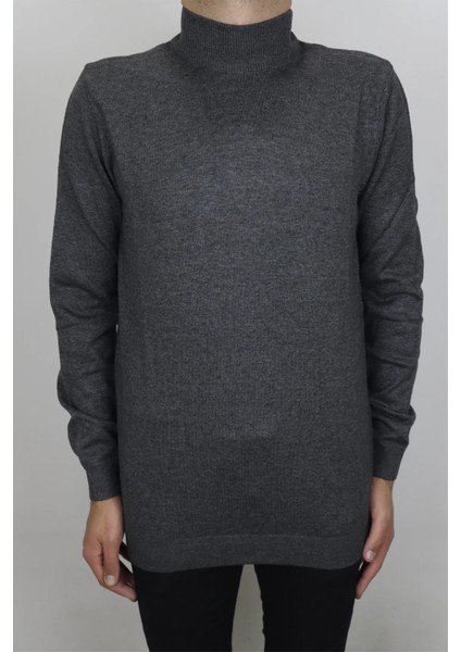 Fistan Store Erkek Düz Spor Kesim Normal Kalıp Yarım Balıkçı Yaka Kışlık Kazak