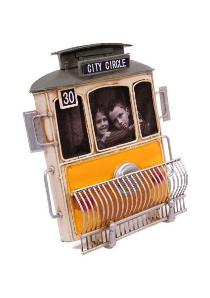 Dekoratif Metal Çerçeve Tramvay Temalı Vintage Hediyelik