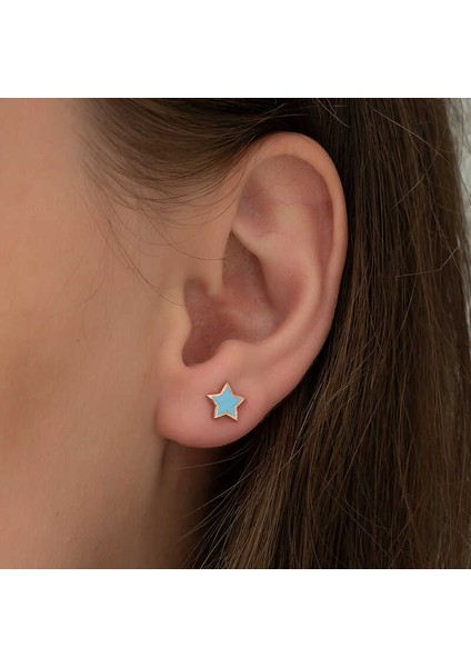 Gümüş Fosforlu Mavi Yıldız Küpe modelleri