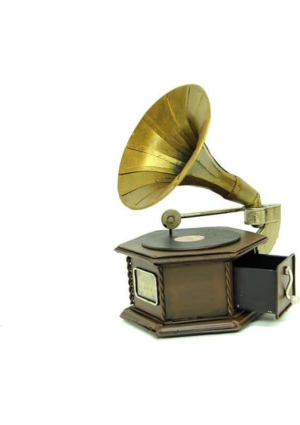Dekoratif Metal Gramofon Kutu Obje Vintage Hediyelik fırsatları