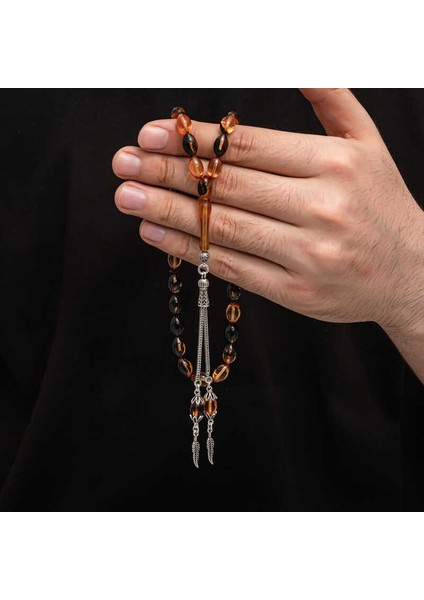 Gümüş Püskül Sıkma Kehribar Tesbih modelleri