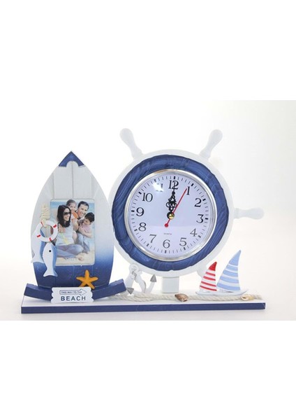 Ahşap Marin Dümenli Çerceveli Saat