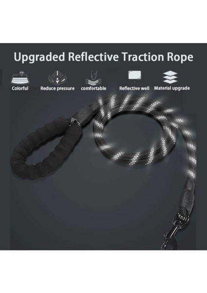 Köpekler Için Gezdirme Tasması Reflektörlü 130 cm Halat Orta ve Büyük Boy Köpekler Için Siyah modelleri