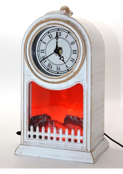 LED Işıklı Saatli Şömine