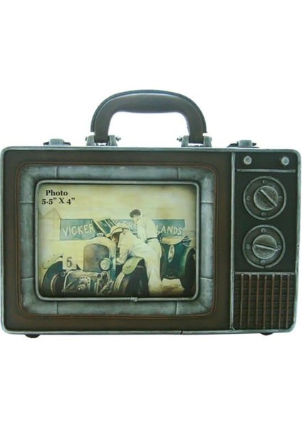 Dekoratif Metal Çerçeve Televizyon Temalı Vintage Hediyelik