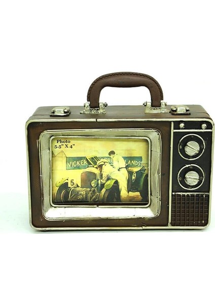 Dekoratif Metal Çerçeve Televizyon Temalı Vintage Hediyelik