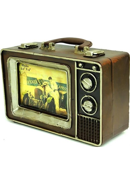 Dekoratif Metal Çerçeve Televizyon Temalı Vintage Hediyelik