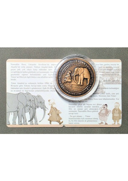 Nasrettin Hoca - Fil Hikayesi - Masal Kahramanları Serisi No.6 Bronz Hatıra Parası Sertifikalı