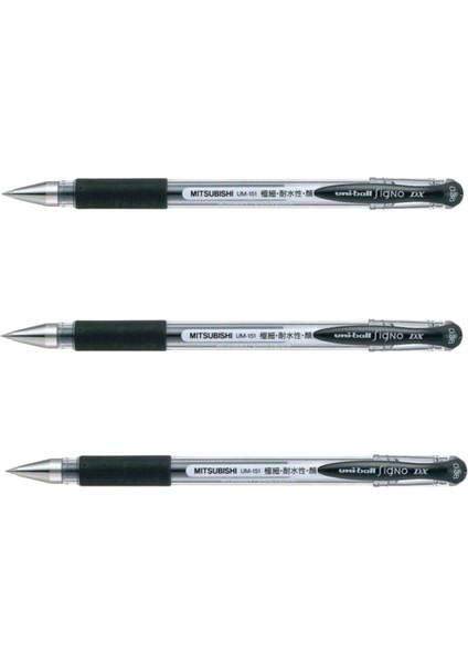 Uniball Signo Dx (0.38) Jel Kalem Siyah ( Üç Adet)