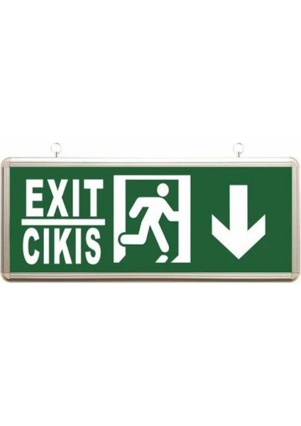 Acil Çıkış Exit Tabela Aşağı Yön Armatür Ledli 3 Saat Akülü