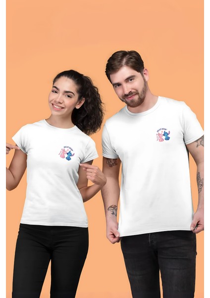 Kişiye Özel Stitch Tarih Baskılı Sevgili Kombini Sevgiliye Hediye Unisex T-Shirt/tişört fiyatları