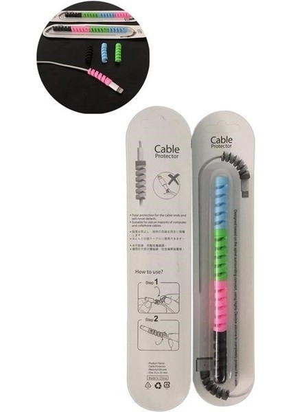 4lü , Android Şaj Kablosu Koruyucu Silikon Spiral Yay Aparat