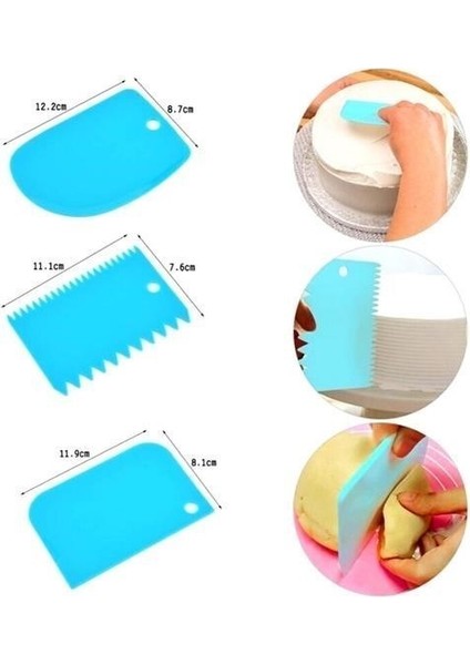 Pasta Hamur Şekillendirici Spatula Kesici Kazıyıcı Dekoratör Set