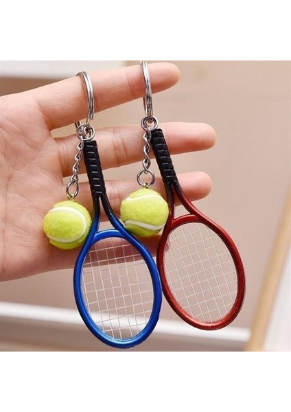 Gerçekçi Tenis Raketi Tasarımlı Şık Anahtarlık Kolye Çanta Süsü Tennis Keychain