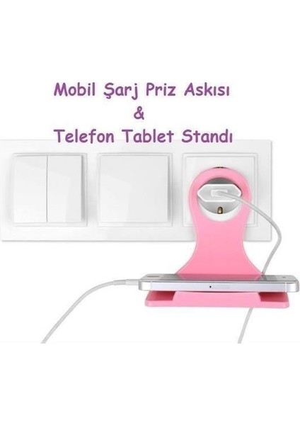 Universal Mobil Şarj Priz Askısı ve Telefon Tablet Tutucu Stand