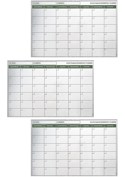 Manyetik Yapışkanlı Bir Aylık Program Planlayıcı Takvim 85X56 cm